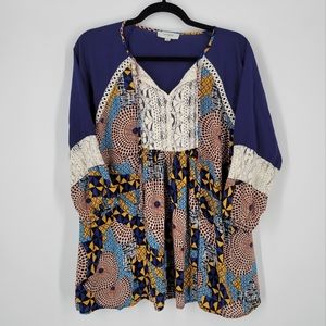 Umgee Multicolor Top Blouse L